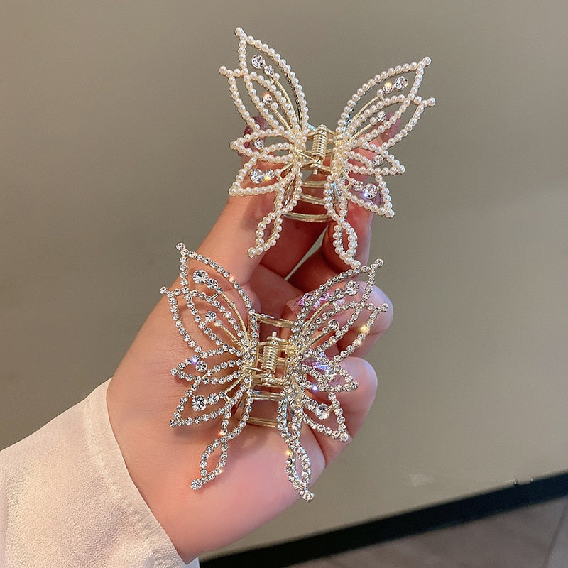 Golden Butterfly Women Hair Claws Luxury Hair Clips For Girl Crab Large Size Korean Barrette Headwear Hair Styling Accessories
