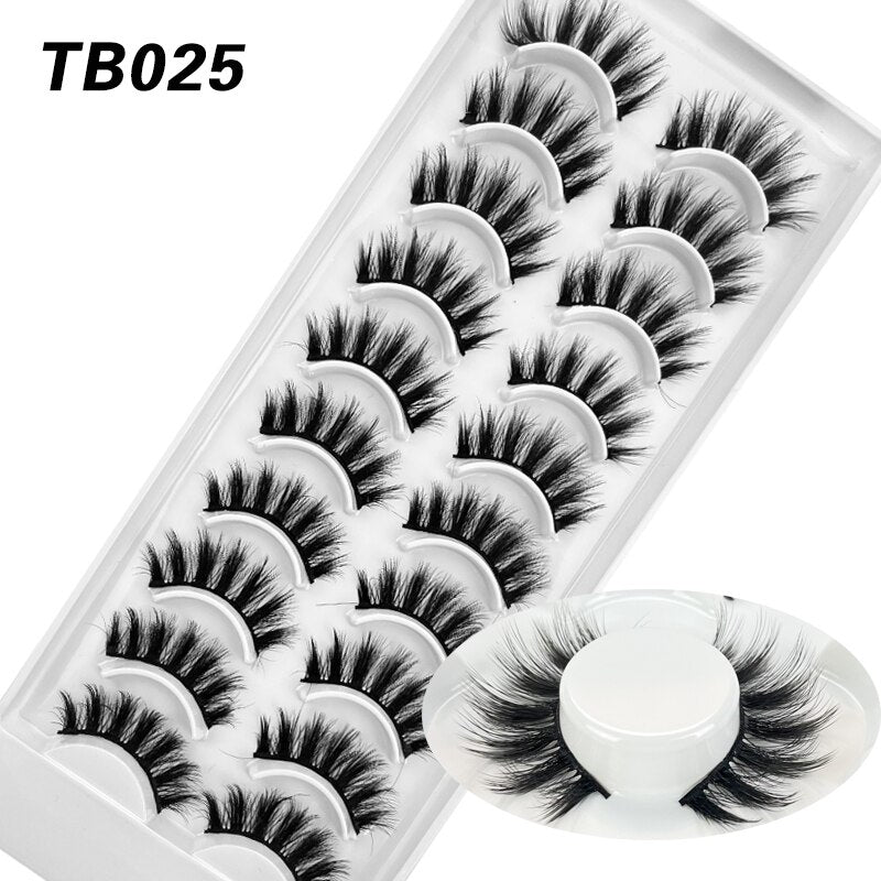 10 Pairs Natural 3d Faux Mink False Eyelashes