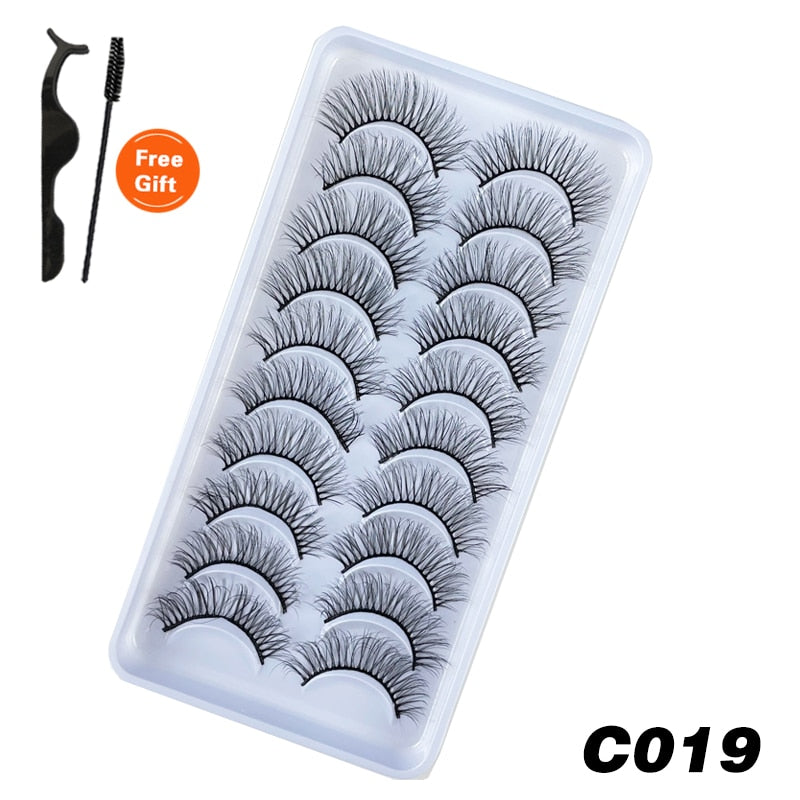 6 / 10 pairs Natural Short Eyelashes 3D Mink Lashes ExtensionsThick, Lightweight, Comfortable, Natural Look And Shape