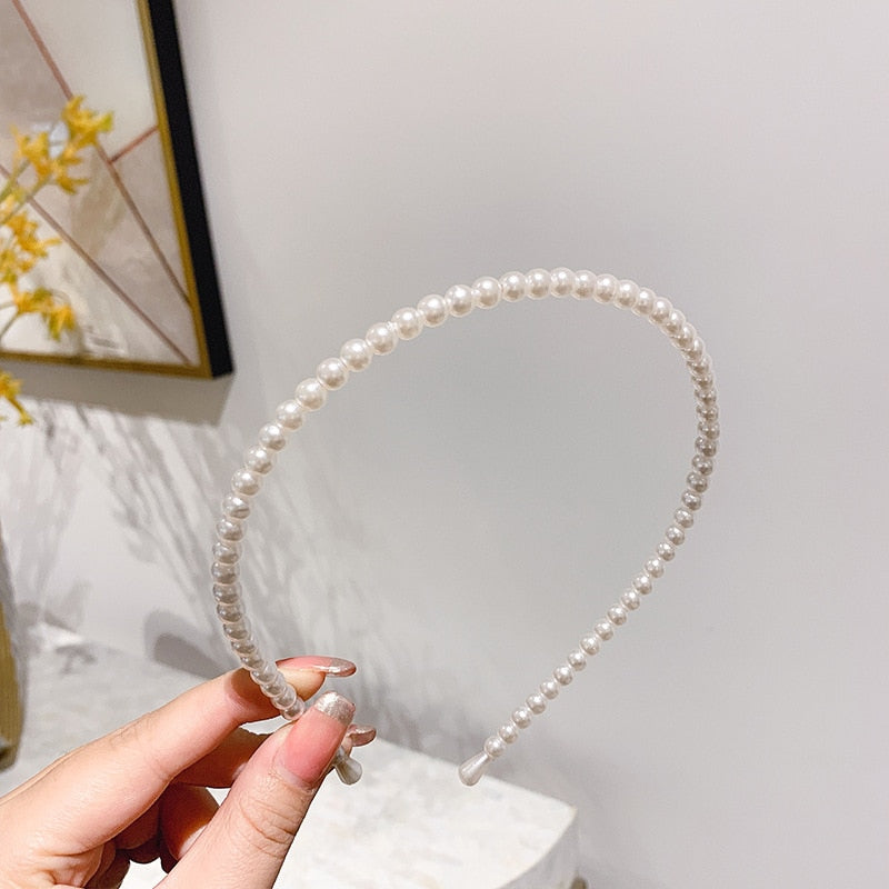 New Women Full Pearls Hair Bands Elegant Sweet Headband Simple Hair Hoop Head Band Korean Handmade Wedding Hair Accessories Gift