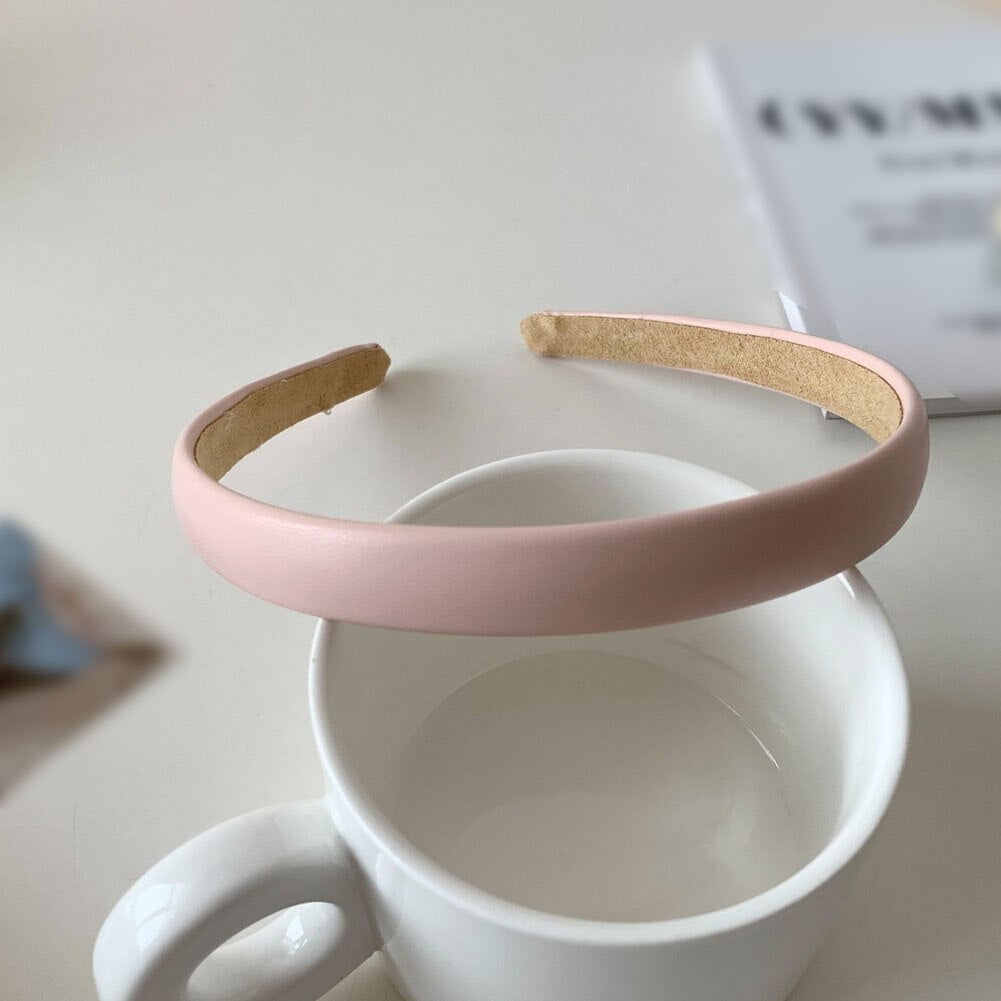 Women Headband PU Leather Retro Hairbands For Women Thin Girls Hair Band Female Hair Accessories Handmade Head Hoop