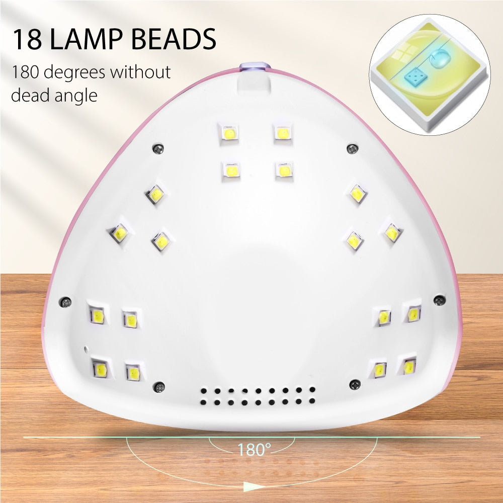 18 LED Drying Lamp Manicure UV Nail Dryer Curing Gel Nail Polish With USB and Smart Timer