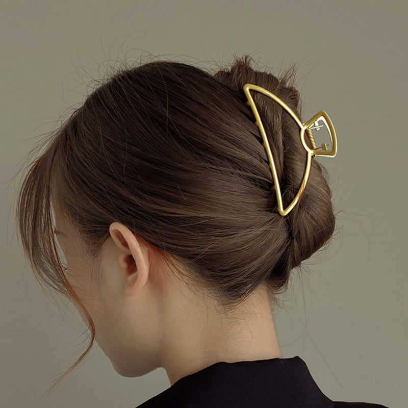 Metal Geometric Hair Claw Crab Hairpins Fashion Cross Hair Clips Barrettes Women Girls Korean Ponytail Clip Hair Accessories