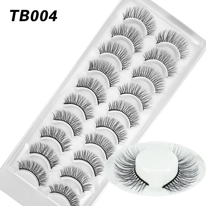10 Pairs Natural 3d Faux Mink False Eyelashes