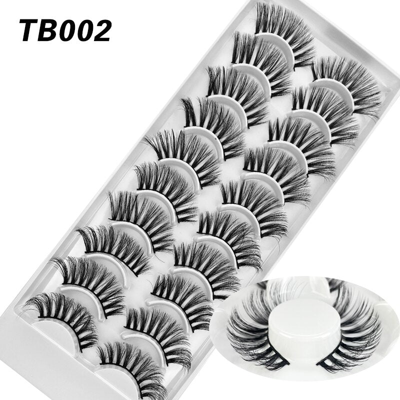 10 Pairs Natural 3d Faux Mink False Eyelashes
