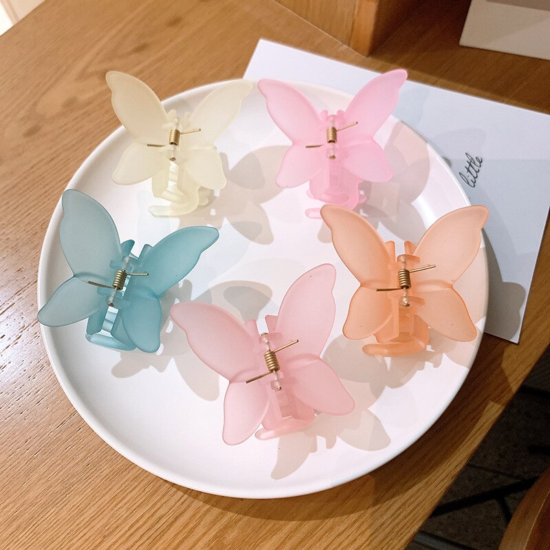 New Solid Matte Transparent Butterfly Hair Claws Clips Women Girls Elegant Decorate Hairpins Headband Fashion Hair Accessories