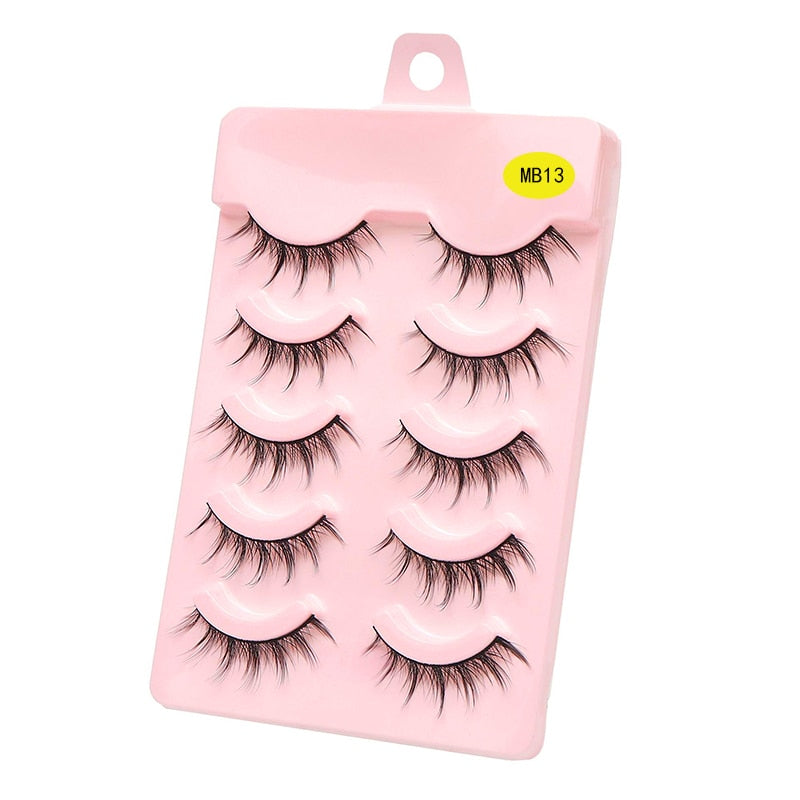 LEKOFO 5 Pairs 3D mink manga lashes faux cils korean natural fake eye lashes extension cosplay fluffy false eyelashes makeup New