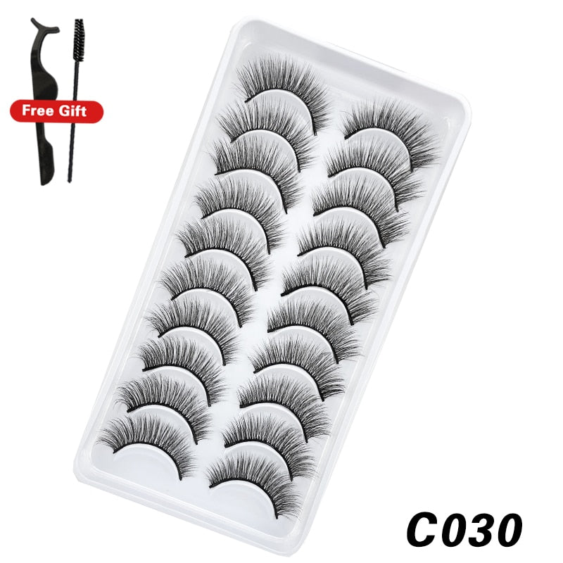 6 / 10 pairs Natural Short Eyelashes 3D Mink Lashes ExtensionsThick, Lightweight, Comfortable, Natural Look And Shape
