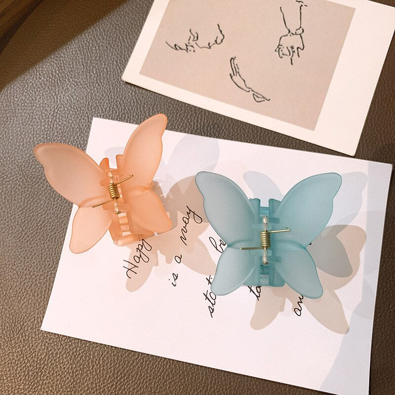 New Solid Matte Transparent Butterfly Hair Claws Clips Women Girls Elegant Decorate Hairpins Headband Fashion Hair Accessories