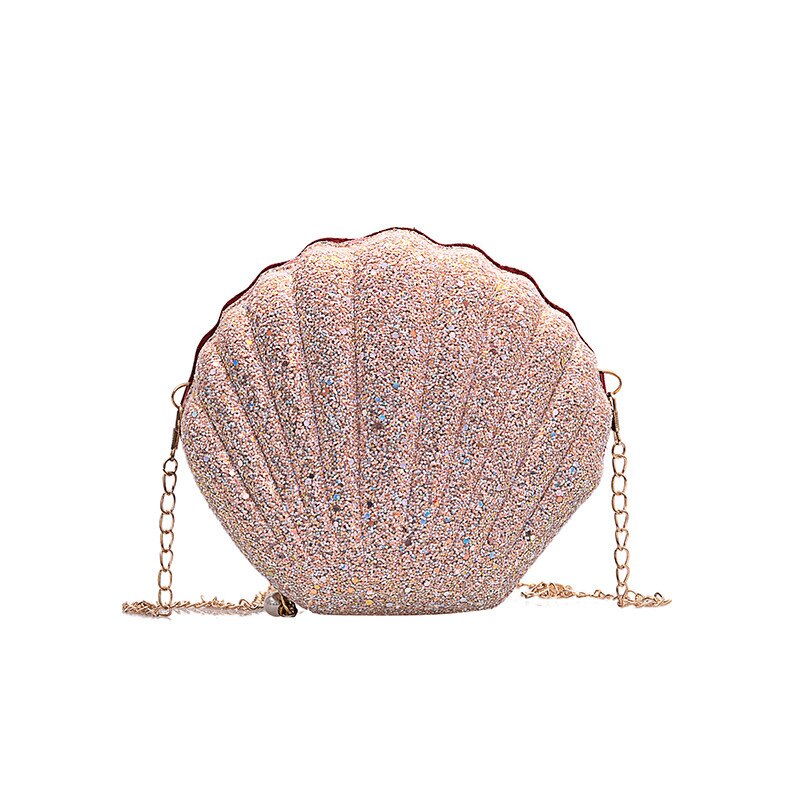 Women Shoulder Handbags Shell Bag Chain Cute Sequins Small Bag Phone Money Pouch Zipper Crossbody Bags for Women
