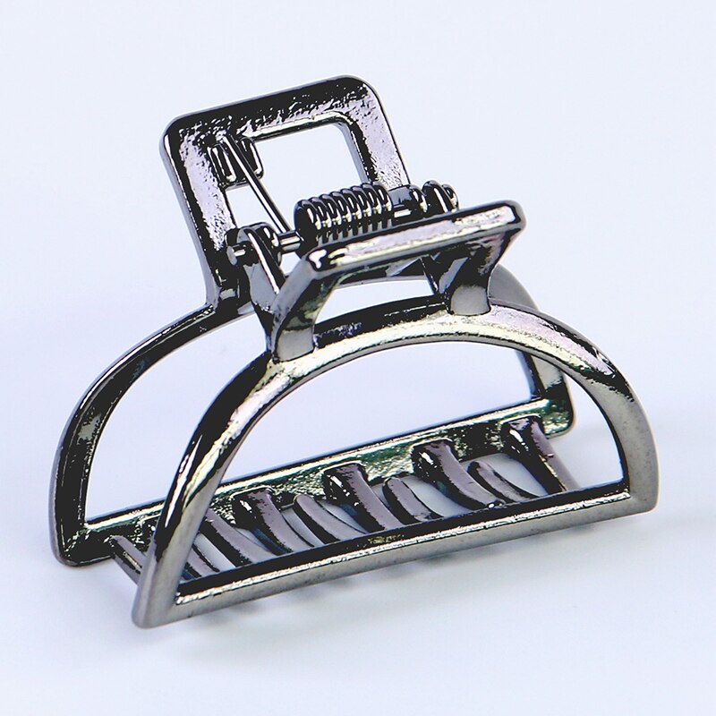 Women Girls Geometric Hair Claw Clamps Metal Hair Crab Moon Shape Hair Claw Clip Solid Color Hairpin Large Size Hair Accessories