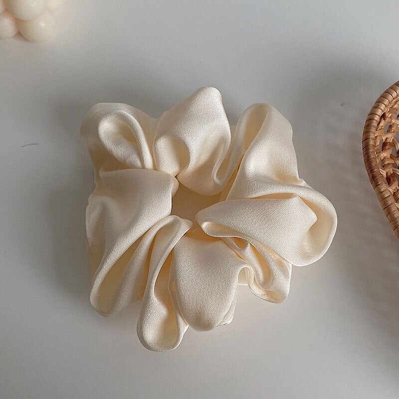 Women Girls Silky Satin Hair Scrunchies Solid Stretch Elastic Hair Tie Simple Elegant Rubber Band Ponytail Tie Wholesale