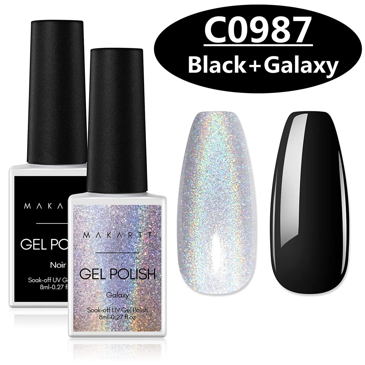 Black White Nail Gel Polish Kit Holographic Gel Polish Set Soak Off UV LED Gel Varnish Manicure Nail Art.