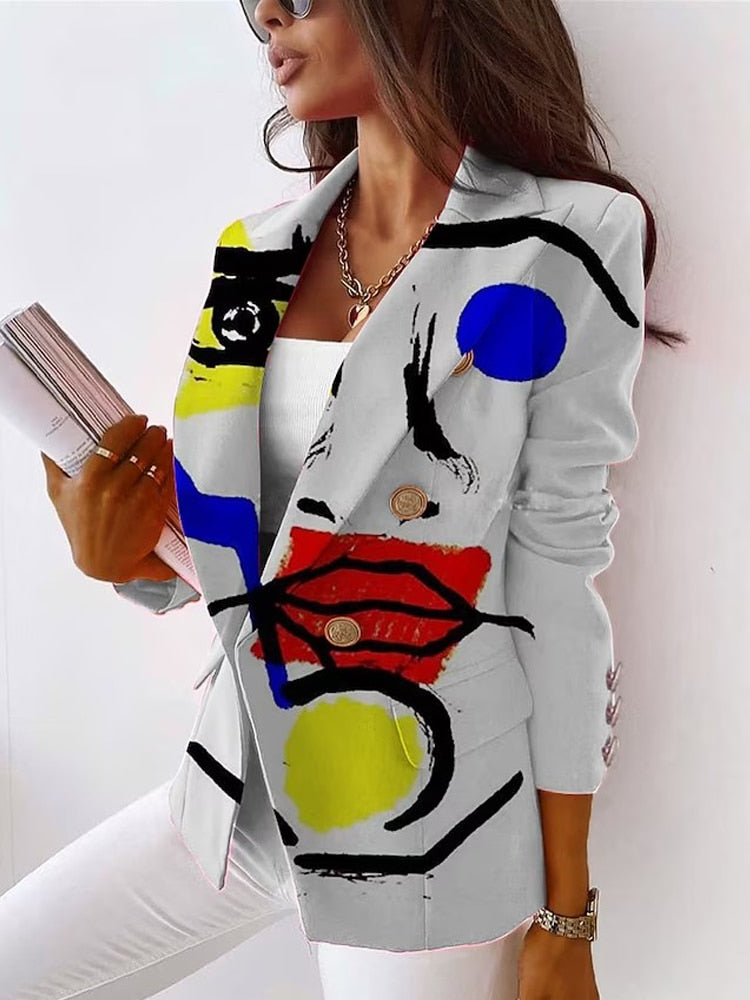 Print Coats Women 2023 Slim Elegant Blazers Jacket Women's Fitting Blazer Top Quality