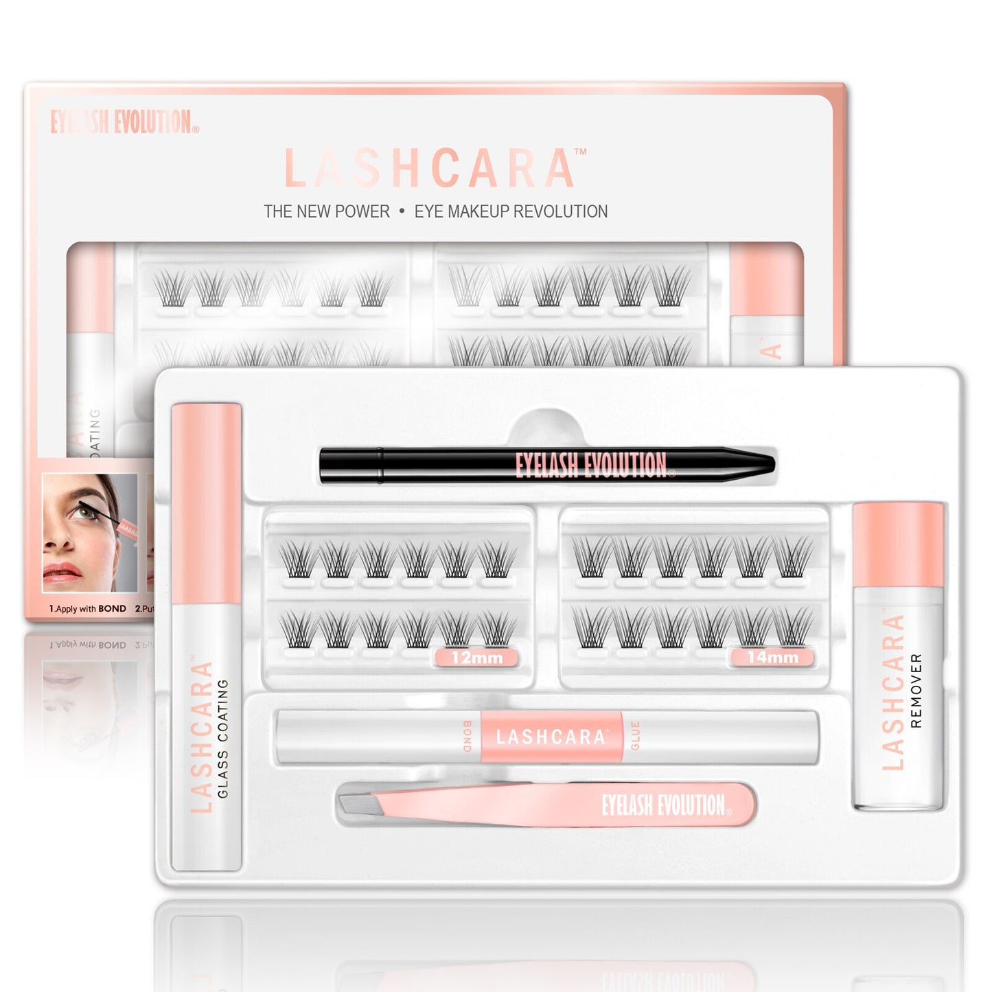 DIY Eyelash Extension Kit With 3D Volume 12/14mm Lash Clusters Individual Lashes Coating Remover Tweezers Eyelash Glue