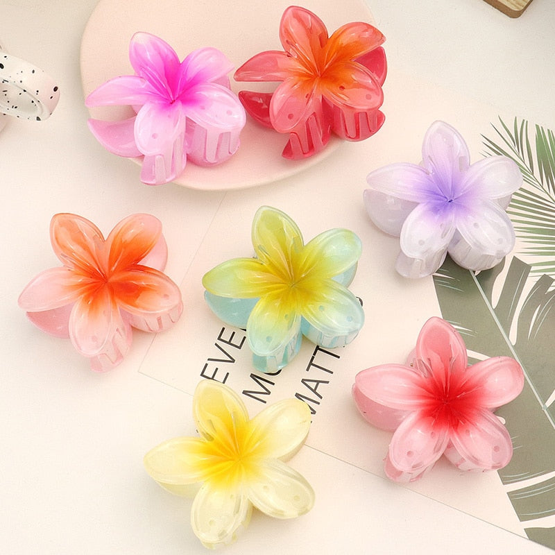 Fashion Women Beach Vacation Bohemia Egg Flower Hair Clips Flower Large Hair Claw Hairpin Women Girls Accessories