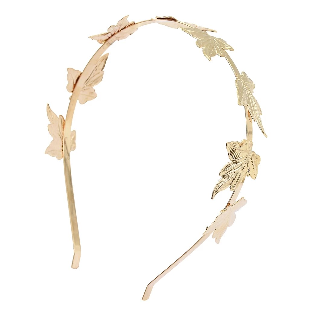 Fashion Golden Leaf Laurel Tiara Grecian Leaf Back Headwear Pearl Wedding Tiara Headband Hair Crown Bridal Hair Accessories