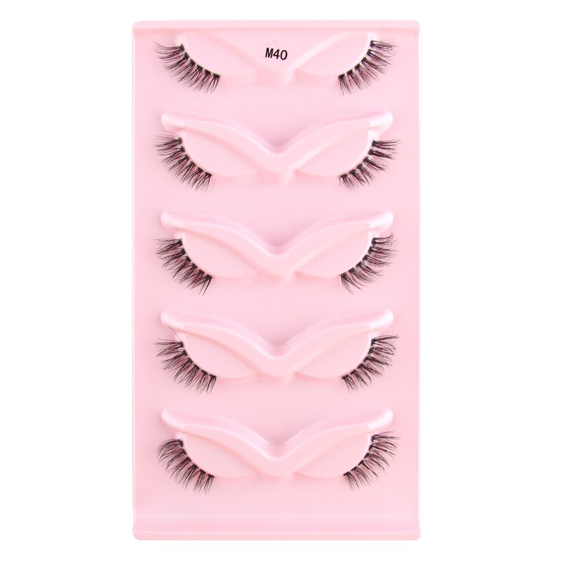 Half Lashes 3D Cat Eye Lashes Natural Look Fluffy Corner Eyelashes 3/5/10 Pairs Wispy Half False Eyelashes Faux Mink Makeup