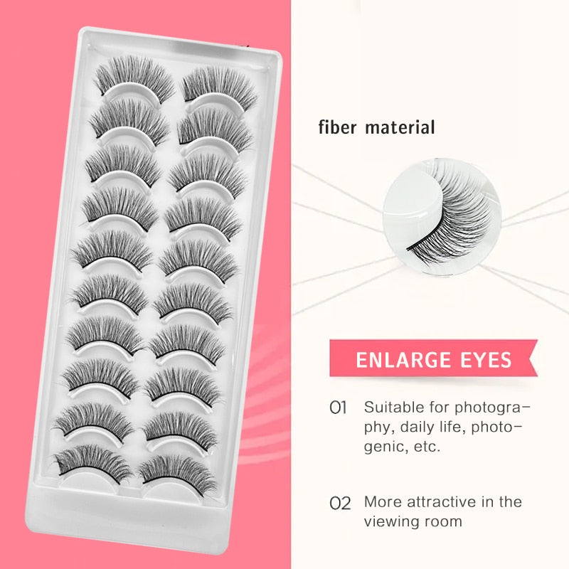 10 Pairs Natural 3d Faux Mink False Eyelashes