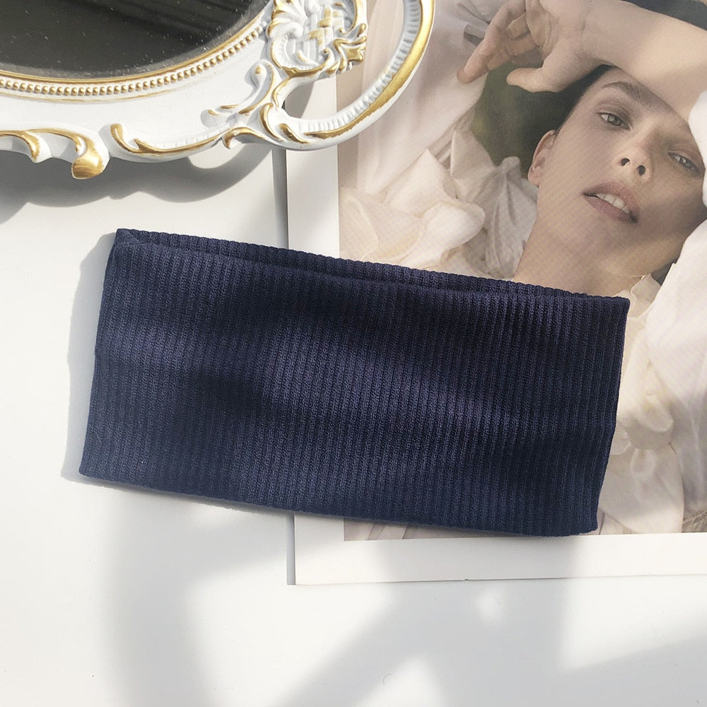Solid Color Headband for Women Men Yoga Knitting Elastic Hair Bands Turban Makeup Hair Hoop Vintage Headwrap Accessories