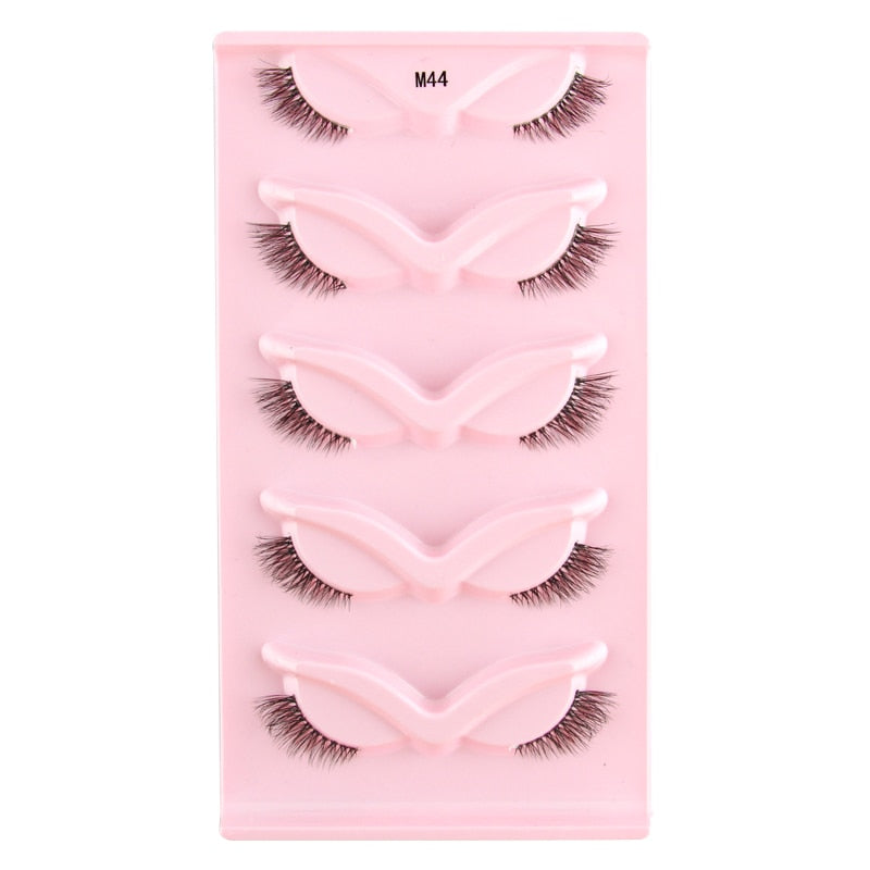 Half Lashes 3D Cat Eye Lashes Natural Look Fluffy Corner Eyelashes 3/5/10 Pairs Wispy Half False Eyelashes Faux Mink Makeup