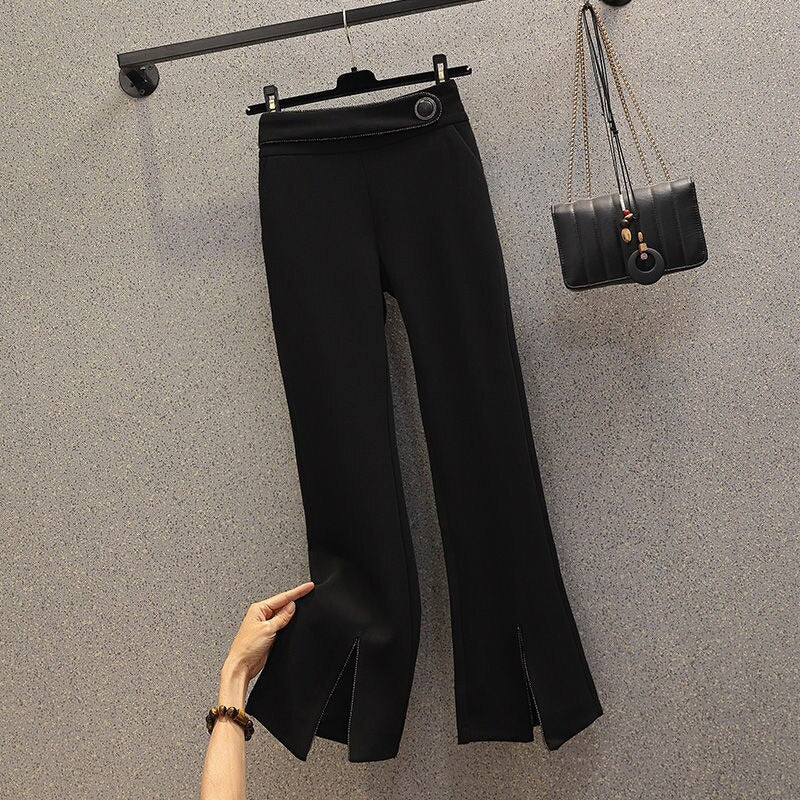 New Summer Elegant Women's Pants Set Personalized Chiffon Shirt Top Black Trousers Two Piece Set Female Tracksuit.