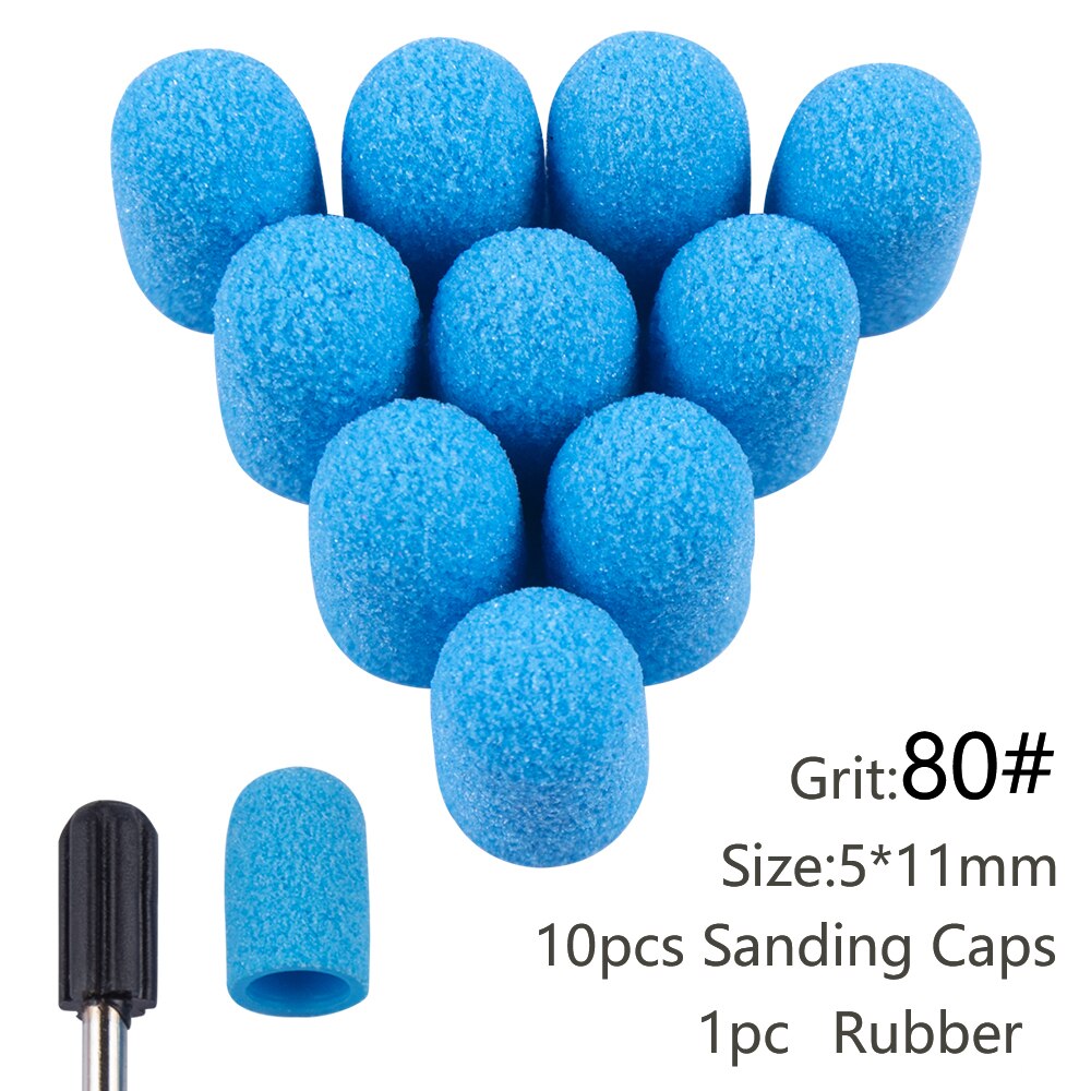 10pcs Nail Sanding Caps With Rubber Gel Polish Remover Nail