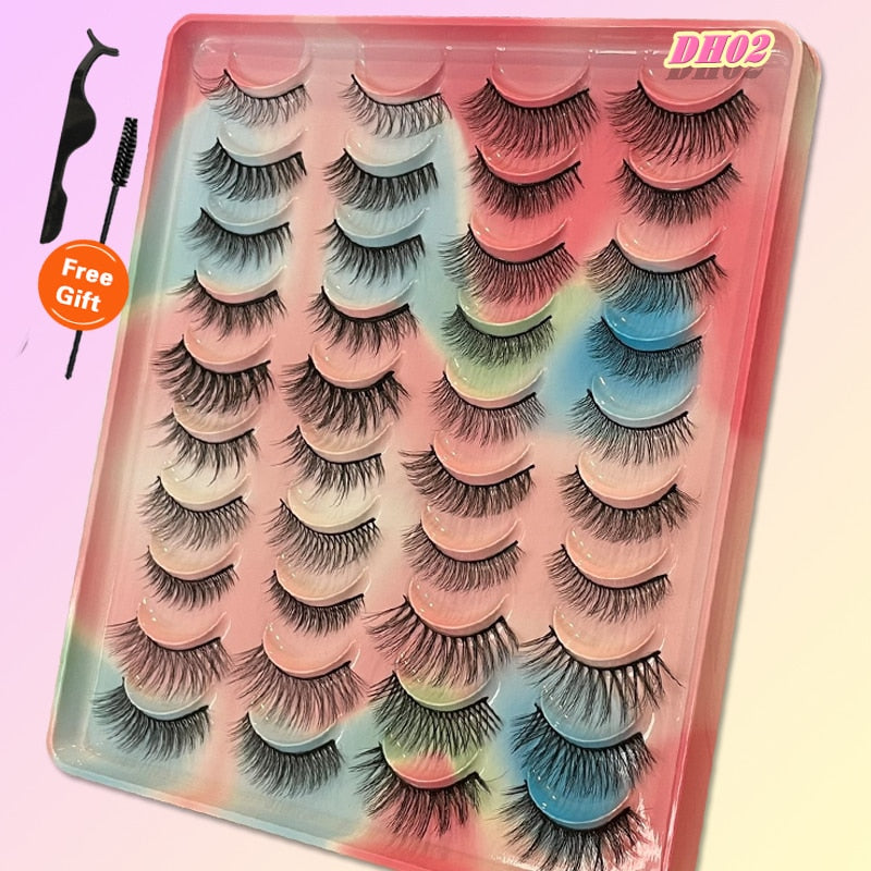 20Pairs 3D Mink Lashes Fluffy Soft Natural Reusable Eyelash Thick, Lightweight, Comfortable, Natural Look And Shape
