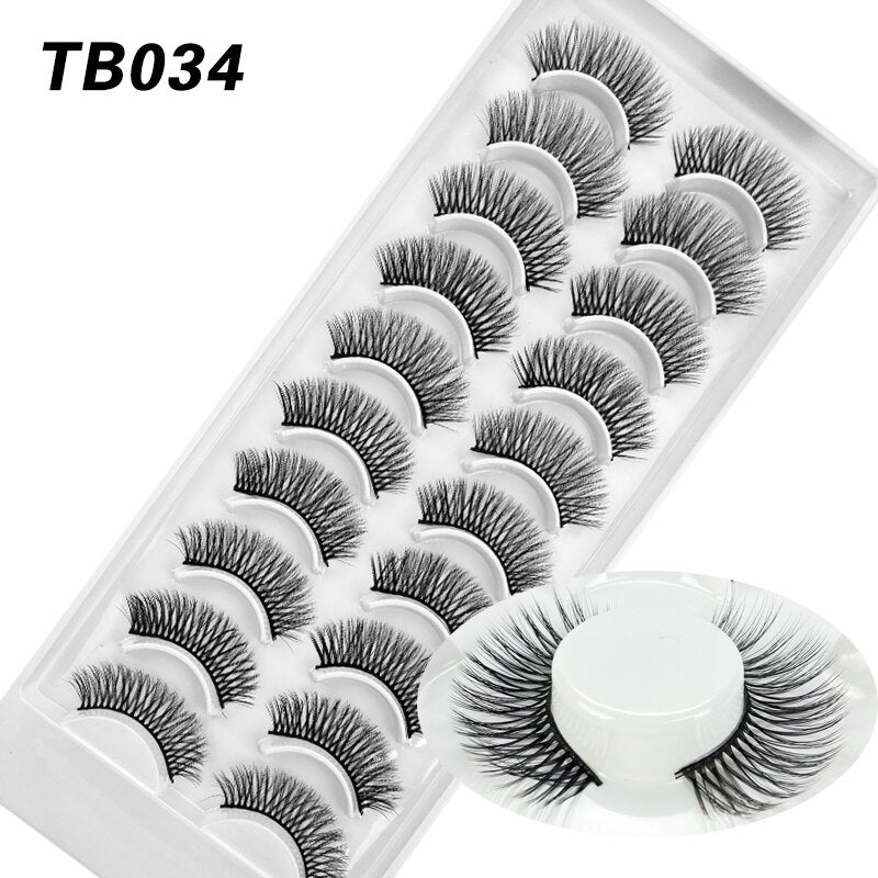 10 Pairs Natural 3d Faux Mink False Eyelashes