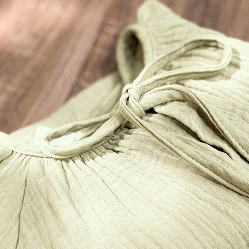 Casual Loose Long-Sleeved Shirts Lace-Up Blouse Spring Autumn Children Baby Girl