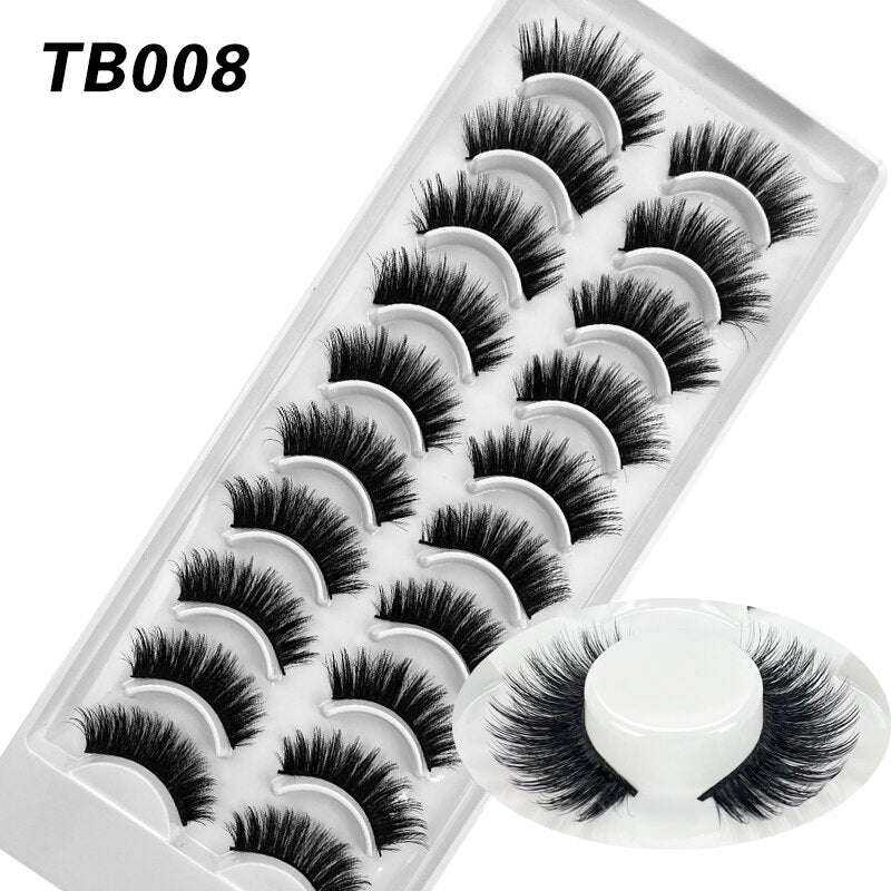 10 Pairs Natural 3d Faux Mink False Eyelashes