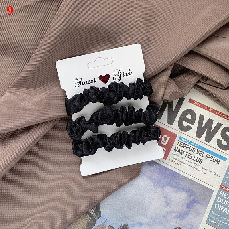 Women Girls Silky Satin Hair Scrunchies Solid Stretch Elastic Hair Tie Simple Elegant Rubber Band Ponytail Tie Wholesale