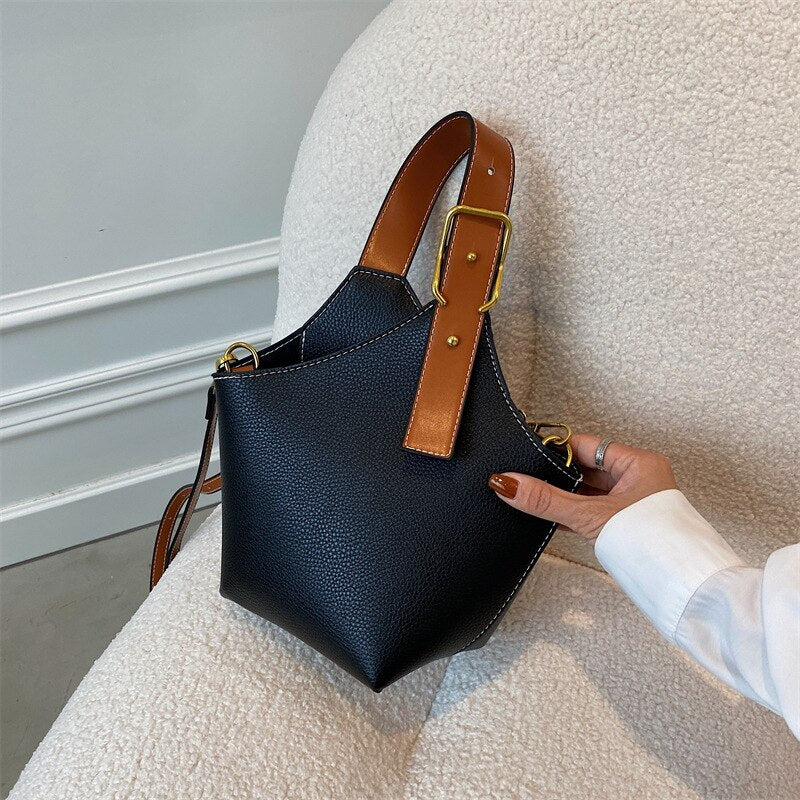 Retro Fashion Female Bags Casual Crossbody Bags Mini Handheld Bucket Bag Simple Temperament Single Shoulder Bag Female