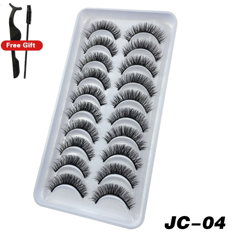 Russian Strip Lashes 6/10 Pairs Fluffy Mink Lashes 3D False Eyelashes Russian Eyelash DD Curl Fake Eye Lash Makeup