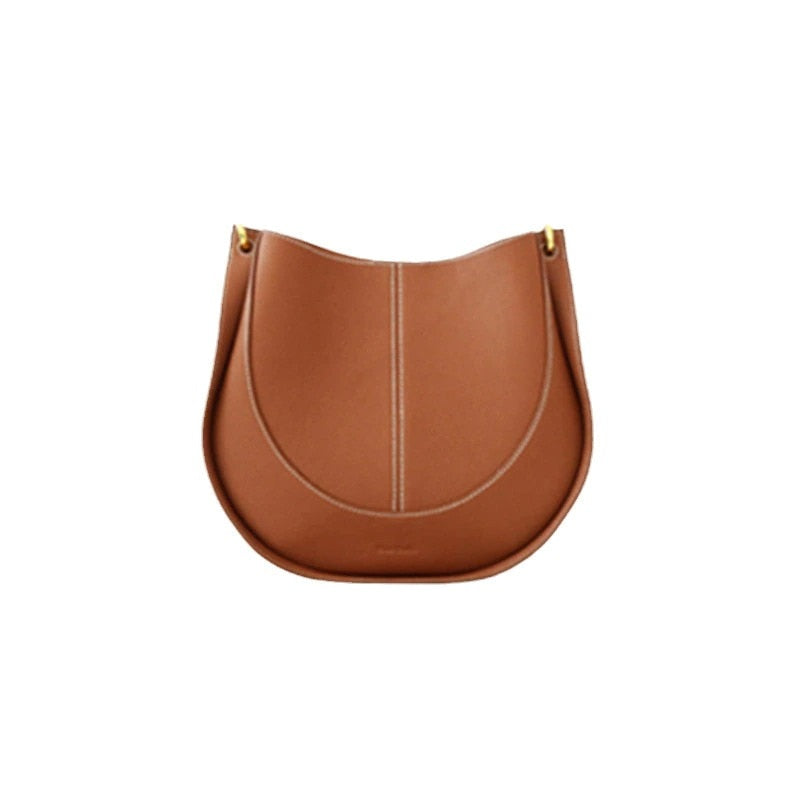 Genuine Leather Women's Shoulder Bags Fashion Retro All-match Classical Saddle Bucket Bag High-end Crossbody Handbag for Ladies