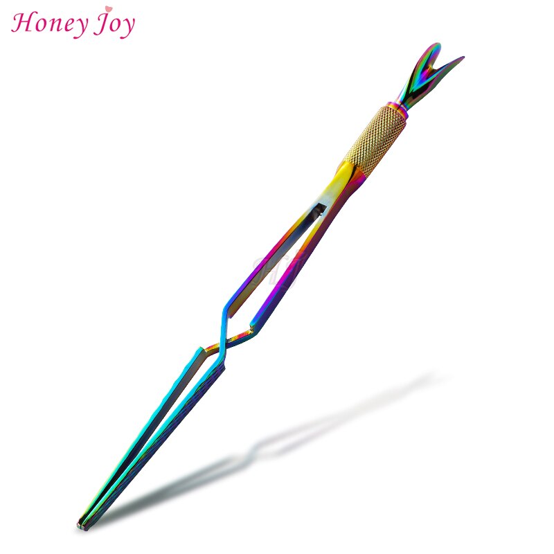 Golden Rainbow Acrylic Stainless Steel Nail Shaping Tweezers for UV Gel Tips