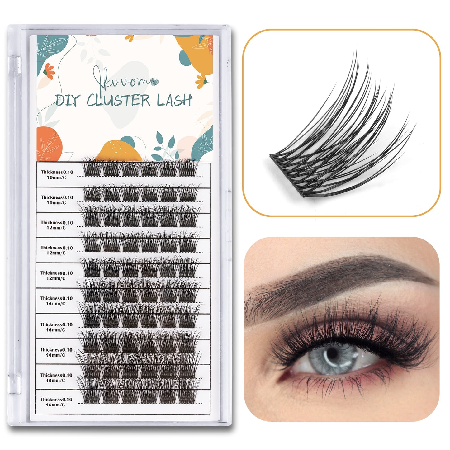 ETVITE Cluster Lashes DIY Eyelash Extension Lash Bond and Seal for Cluster Lashes 60pcs Mix Lengths Volume Comfortable