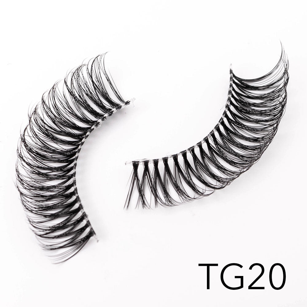 1/5Pairs Long Transparent band vegan eyelash curl Russian eyelashes clear