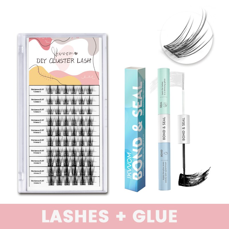 ETVITE Cluster Lashes DIY Eyelash Extension Lash Bond and Seal for Cluster Lashes 60pcs Mix Lengths Volume Comfortable