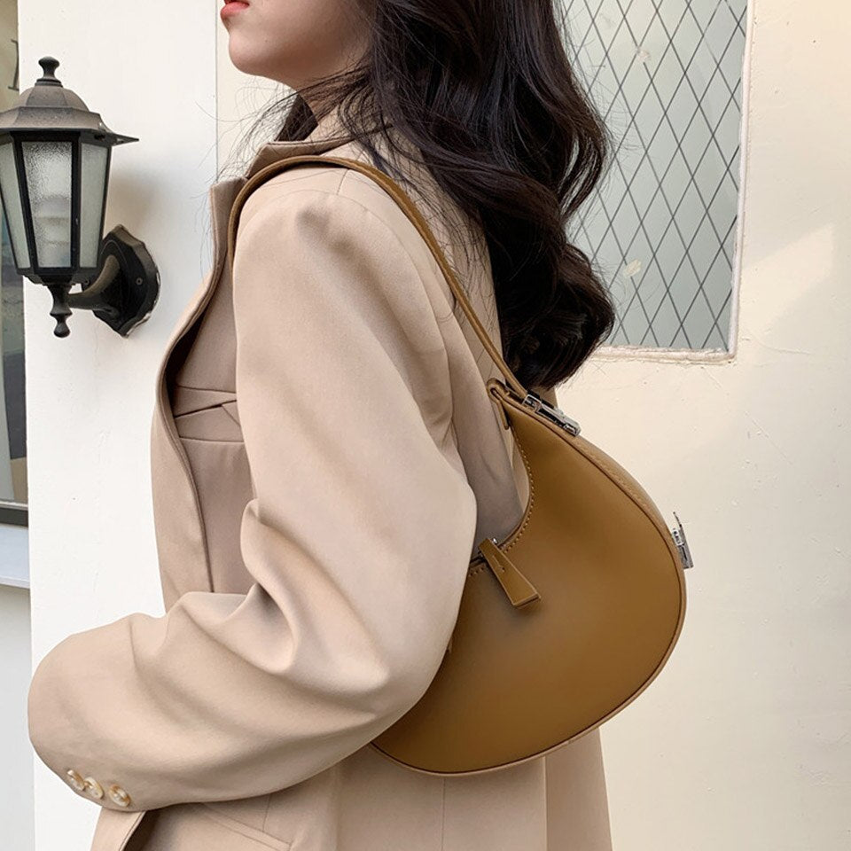Trendy High Quality Luxury Brand Design Autumn Women's One Shoulder Crescent Bag Small
