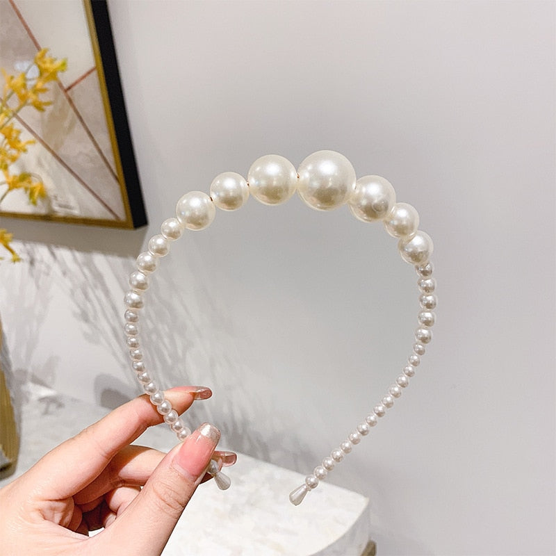 New Women Full Pearls Hair Bands Elegant Sweet Headband Simple Hair Hoop Head Band Korean Handmade Wedding Hair Accessories Gift