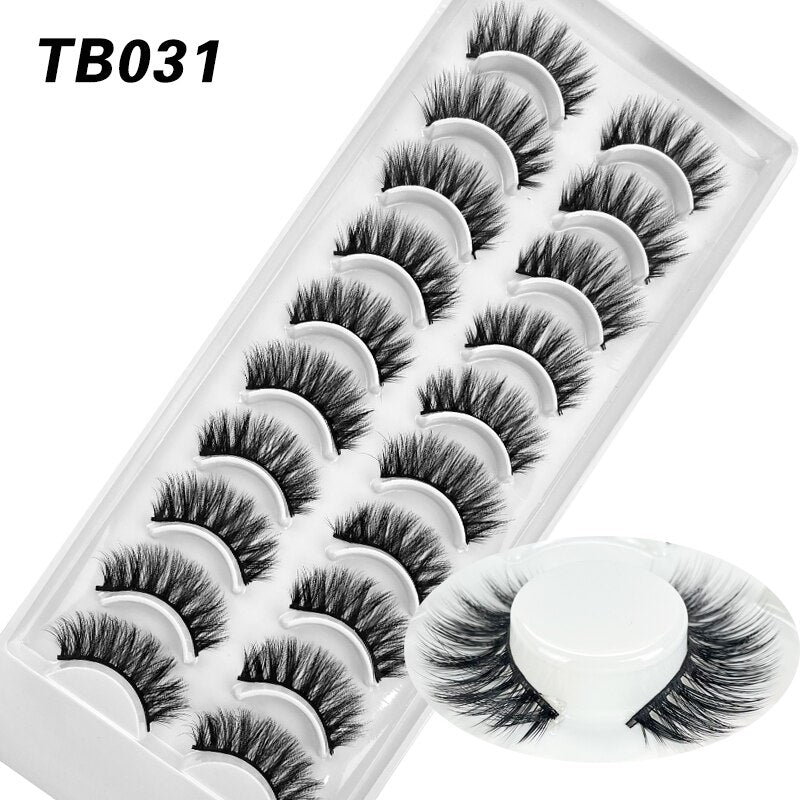 10 Pairs Natural 3d Faux Mink False Eyelashes