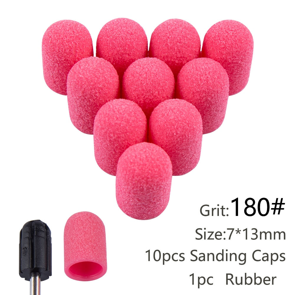 10pcs Nail Sanding Caps With Rubber Gel Polish Remover Nail