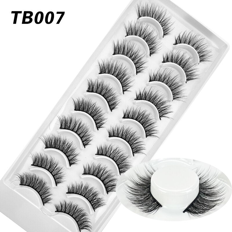10 Pairs Natural 3d Faux Mink False Eyelashes