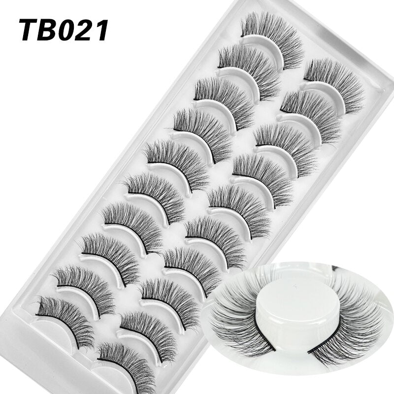 10 Pairs Natural 3d Faux Mink False Eyelashes