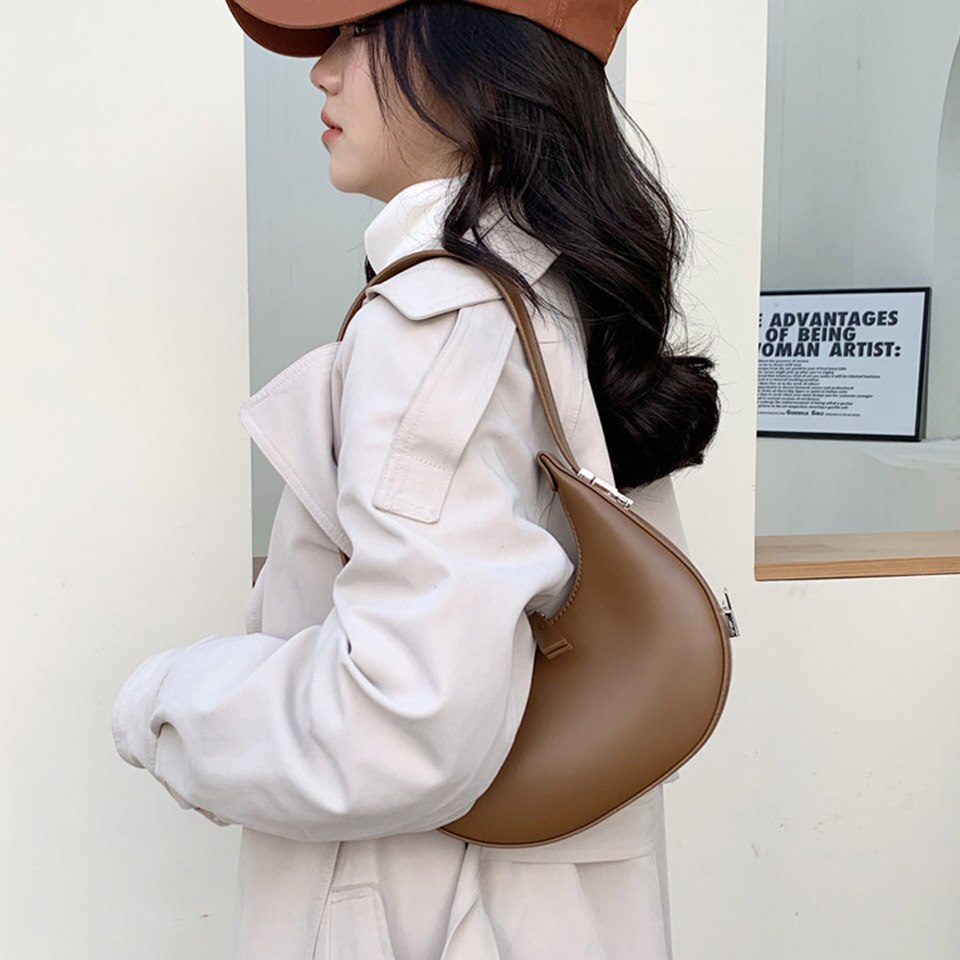 Trendy High Quality Luxury Brand Design Autumn Women's One Shoulder Crescent Bag Small