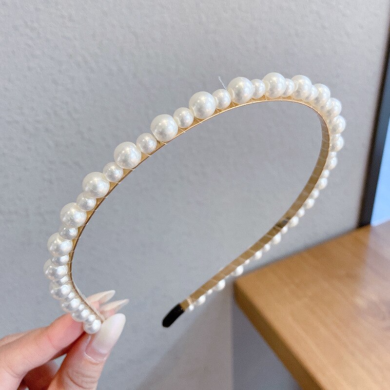 New Women Full Pearls Hair Bands Elegant Sweet Headband Simple Hair Hoop Head Band Korean Handmade Wedding Hair Accessories Gift