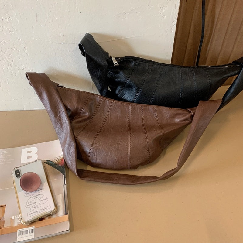 Fashion Black Dumpling Bag Bag Women's Crossbody Bag 2023 New Croissant Bag Vintage Premium Sense Waist Bag Casual Shoulder Bag