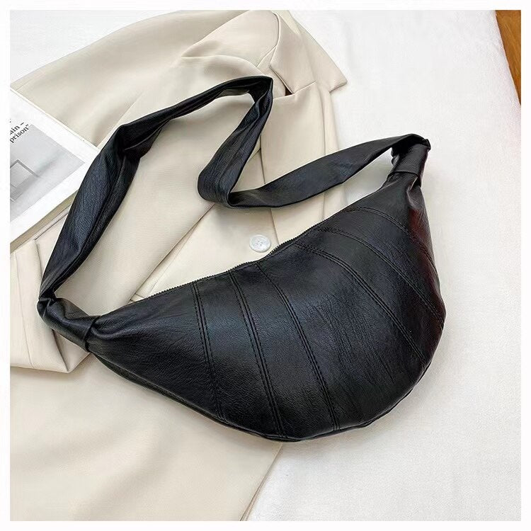 Fashion Black Dumpling Bag Bag Women's Crossbody Bag 2023 New Croissant Bag Vintage Premium Sense Waist Bag Casual Shoulder Bag