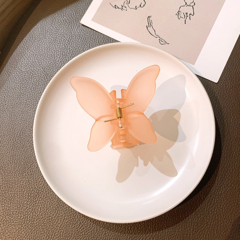 New Solid Matte Transparent Butterfly Hair Claws Clips Women Girls Elegant Decorate Hairpins Headband Fashion Hair Accessories